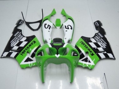 1996-2002 Green Black and White Kawasaki Ninja ZX7R Fairings