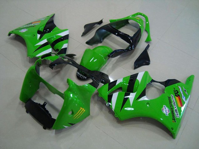 2000-2002 Green Black Kawasaki Ninja ZX6R Fairings