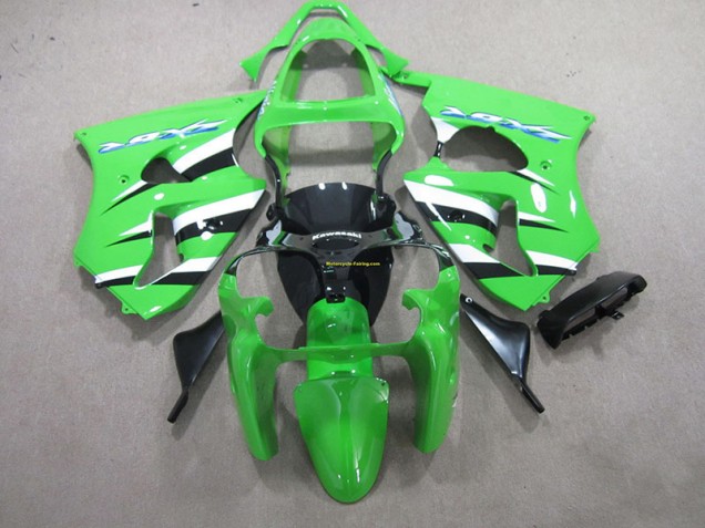 2000-2002 Green Black White Kawasaki Ninja ZX6R Injection Fairing Kit