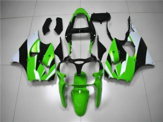 2000-2002 Green White Black Kawasaki Ninja ZX6R Fairings