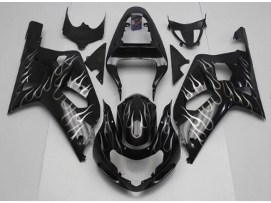 2001-2003 Black White Flame Suzuki GSXR 600/750 Fairings