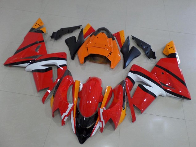 2003-2005 Orange Black and White Kawasaki Ninja ZX10R Fairings