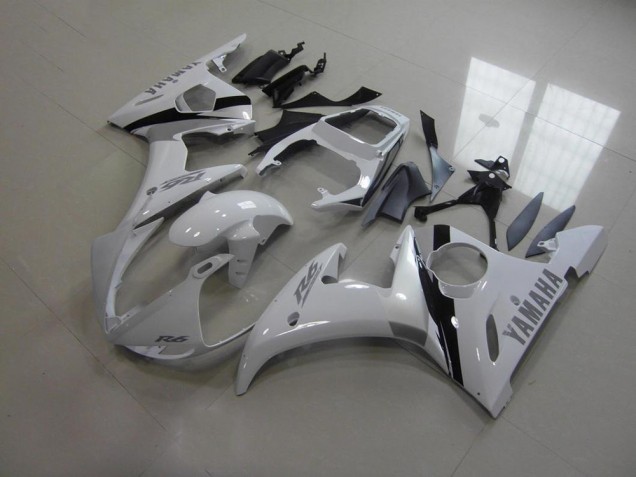 2003-2005 White and Grey Decals Yamaha YZF R6 Fairings