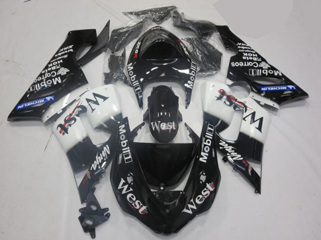 2005-2006 White Black Kawasaki Ninja ZX6R Fairings & Bodywork