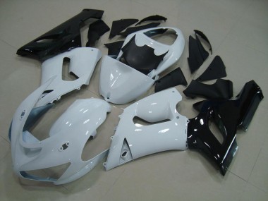 2005-2006 White Black Kawasaki Ninja ZX6R Fairings