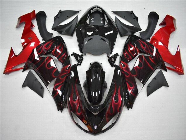 2006-2007 Red Flame Kawasaki Ninja ZX10R Fairings