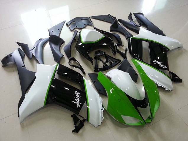 2007-2008 Green Black White Kawasaki Ninja ZX6R Fairings