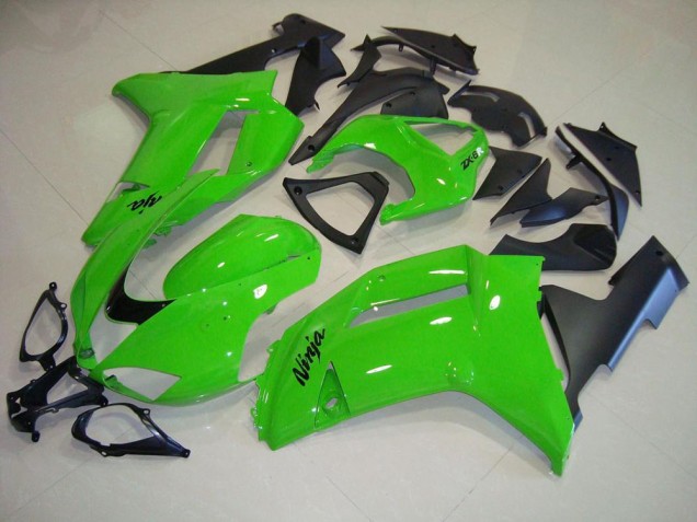 2007-2008 Green Matte Black Kawasaki Ninja ZX6R Fairings