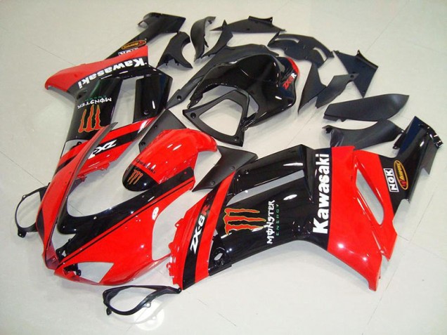 2007-2008 Monster In Red Kawasaki Ninja ZX6R Fairings