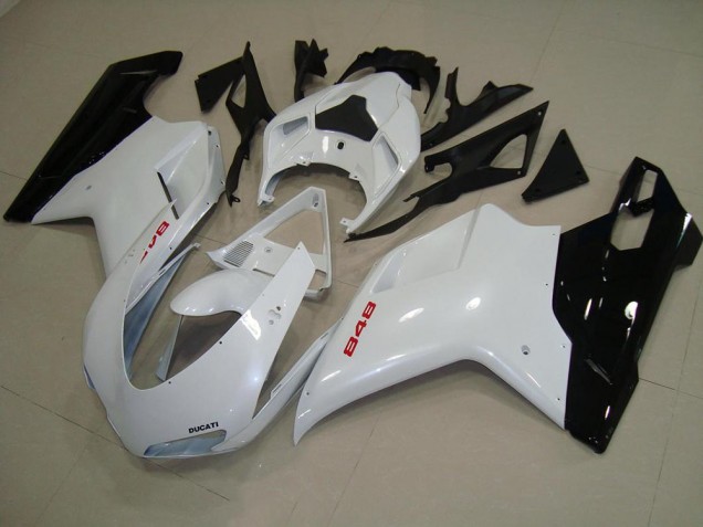 2007-2012 Pearl White Black Ducati 848 1098 1198 Fairings