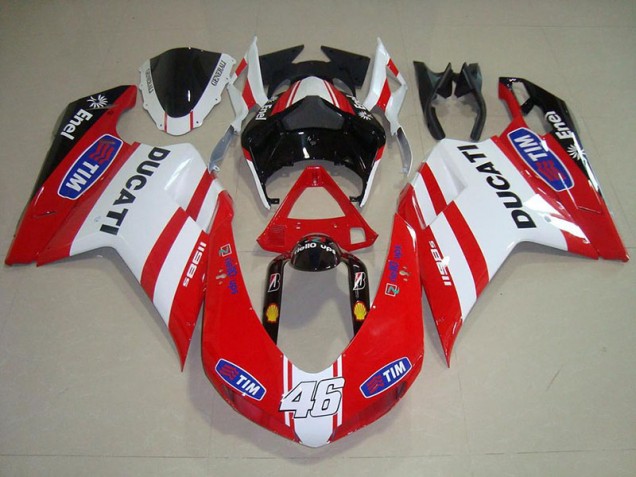 2007-2012 Red White 46 Ducati 848 1098 1198 Fairings