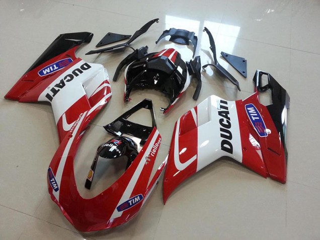 2007-2012 Red White Ducati 848 1098 1198 Fairings