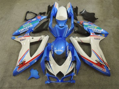 2008-2010 Blue White with Decals Suzuki GSXR600 Fairings