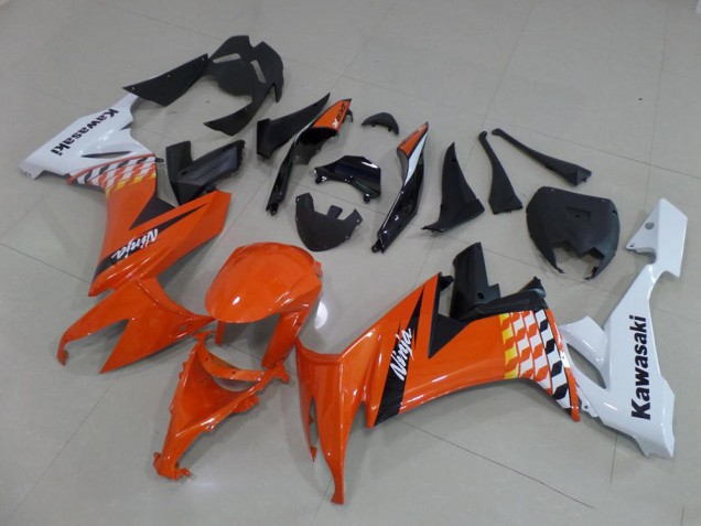 2008-2010 Orange and White Kawasaki Ninja ZX10R Fairings