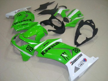 2008-2012 Green and White Kawasaki Ninja ZX250R Fairings