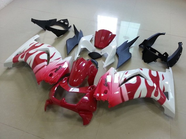 2008-2012 Pink Red Flame Kawasaki Ninja ZX250R Fairings