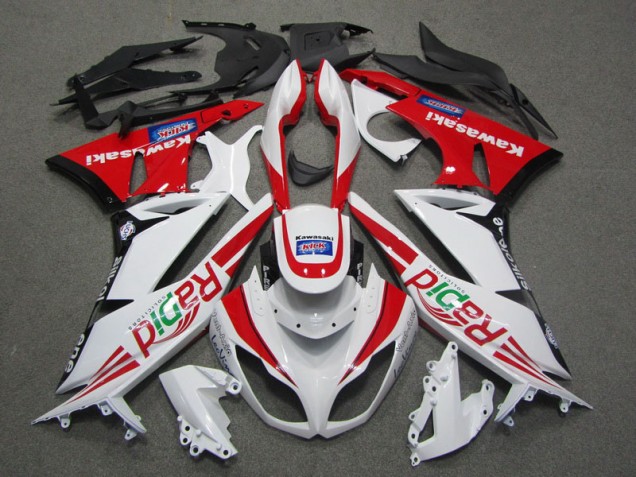 2009-2012 White Red Rapid Kawasaki Ninja ZX6R Fairings