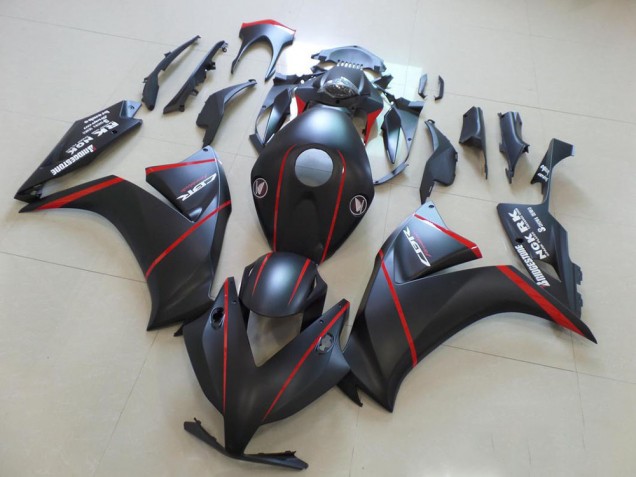 2012-2016 Matte Bladk with Red Stripe Honda CBR1000RR Fairings