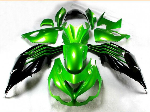 2012-2019 Black Green Kawasaki Ninja ZX14R Injection Fairing Kit