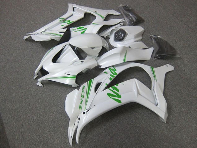 2016-2019 White Green Kawasaki Ninja ZX10R Fairings